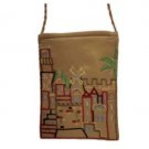 Yair Emanuel Designed Embroidered Handbag with Golden Jerusalem Design