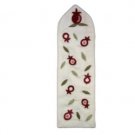 Yair Emanuel Raw Silk Embroidered Bookmark with Pomegranates in White