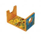 Yair Emanuel Hand-Painted Wood Shofar Stand with Seven Species Design (Small)