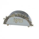 Sterling Silver Tzedakah Box with Detailed Jerusalem and Arc Shape