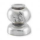Sterling Silver Tzedakah Box with Mushroom Shape and Rows of Pearls
