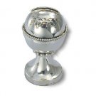 Sterling Silver Tzedakah Box with Orb Shape and Rows of Pearls