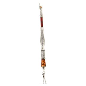 Torah Pointer with Jerusalem and Red and Brown Leaves in Metal and Glass