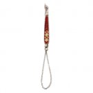 Torah Pointer with Red and White Beads and Red Floral Pattern in Metal