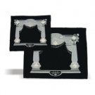 28x35cm Black Velvet Tallit and Tefillin Bag Set with Gateway and Silver Plates