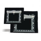 35x28cm Black German Velvet Tallit Bag Set with Gateway and 3 Silver Plates