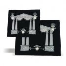 28x35cm Black Velvet Tefillin and Tallit Bag Set with Gateway and Silver Plates