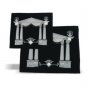 28x35cm Black Velvet Tefillin and Tallit Bag Set with Gateway and Silver Plates