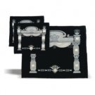 43x35 Centimeter Black Velvet Tallit and Tefillin Set with Gateway and Silver Plates