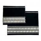 28x35cm German Black Velvet Tallit Bag Set with Gold and Silver Geometric Design