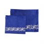 Blue Velvet Tallit and Tefillin Set with Diamond Line
