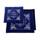 28x35 Centimeter Light Blue Tallit and Tefillin bags with Flowers and Vines
