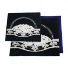 28x35cm Dark Blue Velvet Tallit Bag with Hills of Jerusalem and Trees