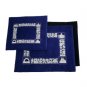 Dark Blue 25x38cm Velvet Tallit Bag Set with Embroidered Silver Jerusalem Sites