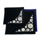 28x35 Centimeter Dark Blue Velvet Tallit and Tefillin Bag Set with Blue Circles