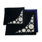 28x35 Centimeter Dark Blue Velvet Tallit and Tefillin Bag Set with Blue Circles