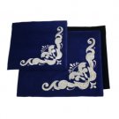 28x35 Light Blue Tallit and Tefillin Bags with Silver Floral Pattern