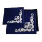28x35 Light Blue Tallit and Tefillin Bags with Silver Floral Pattern