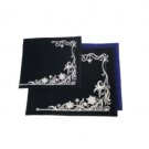 28x35 Centimeter Light Blue Velvet Tallit and Tefillin Bag with Floral Pattern