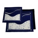 28x35 cm Midnight Blue Velvet Tallit Bag Set with Jerusalem and Judean Mountains