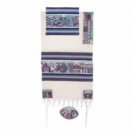 Yair Emanuel Blue Jerusalem Cotton Embroidered Tallit