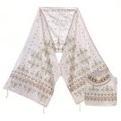 White Silk Tallit with Turquoise and Gold Decorations
