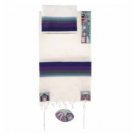 Yair Emanuel Old City In Blue Cotton Embroidered Tallit