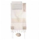 Yair Emanuel Cotton Embroidered Tallit Of Silver Old City
