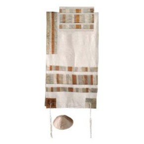 Yair Emanuel Tallit Set &acirc;�� Vertical Gold Stripes