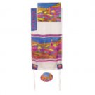 Yair Emanuel Hand Painted Tallit with Jerusalem Vista in White Silk