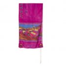 Yair Emanuel Hand Painted Tallit with Jerusalem Vista in Maroon Silk