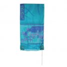 Yair Emanuel Hand Painted Tallit with Jerusalem Gate in Turquoise Silk