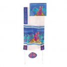 Yair Emanuel Hand Painted Tallit with Miriam and Deborah in White Silk