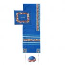 Yair Emanuel Tallit Set – Colored Jerusalem on Blue Background