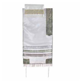 Yair Emanuel Tallit Set With Grey Lace on Atarah