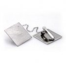 14 Karat White Gold Tallit Clips with Engraved Star of David Icon and Diamond