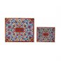 Yair Emanuel Embroidered Tallit and Tefillin Bag Set with Oriental Red Flowers