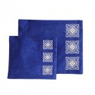 Blue Velvet Tallit and Tefillin Set with Arabesque Patterns