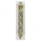 Sterling Silver Mezuzah with Crossing Lines and Drops