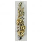 Sterling Silver Mezuzah with Gold Pomegranates and Modern Shin