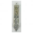 Sterling Silver Mezuzah with Tower of David and Traditional Shin