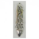 Sterling Silver Mezuzah with Olive Branches and Gold Shin