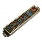 10cm Mezuzah with Hand-Painted Pomegranates in Pewter