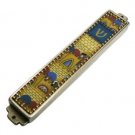 10cm Pewter Mezuzah with Colorful Jerusalem Depiction