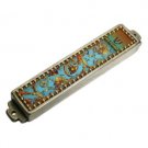 7cm Mezuzah with Hand-Painted Flowers in Pewter
