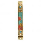 Brass Mezuzah with Beaded Flowers