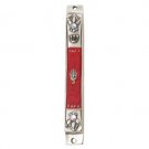 Pewter Mezuzah with Design of Red and Hamsa Pendant