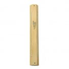 30 Centimeter Octagonal Mezuzah with Shin in Light Brown Wood