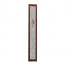 Wood Mezuzah with Silver Plate and Shin in Dark Mahogany