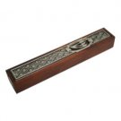 15 Centimeter Wood Mezuzah with Nickel Shapes and Flowers